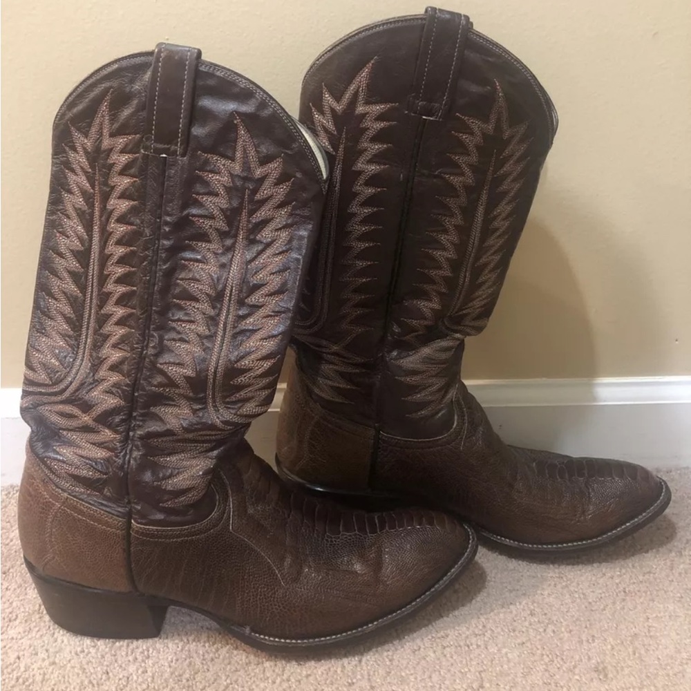 Cowtown Vintage Exotic Ostrich Leg Woman’s Cowboy Boots 9.5 Chocolate D894